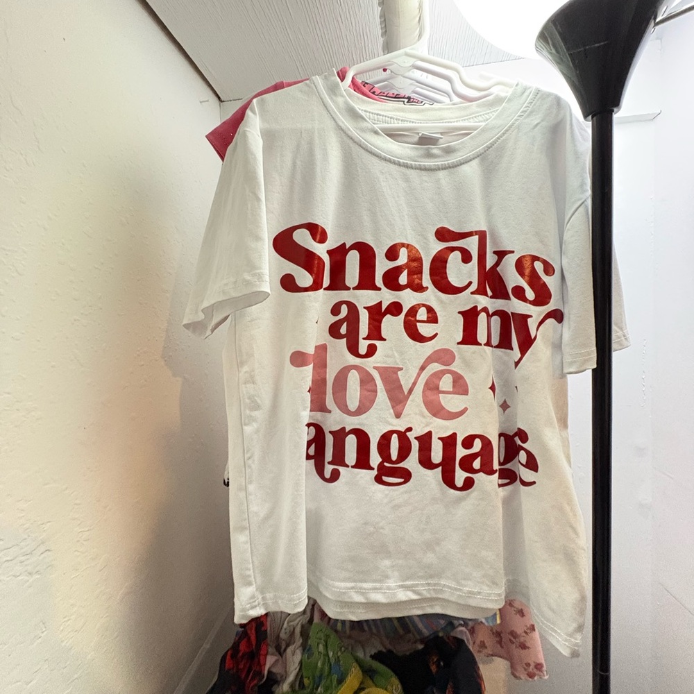 White Kids T-Shirt with Red Print